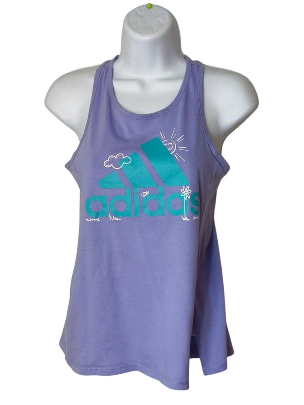 Adidas Girls L 14 Tank Top Lilac Racerback Split Sides Casual Sporty Activewear